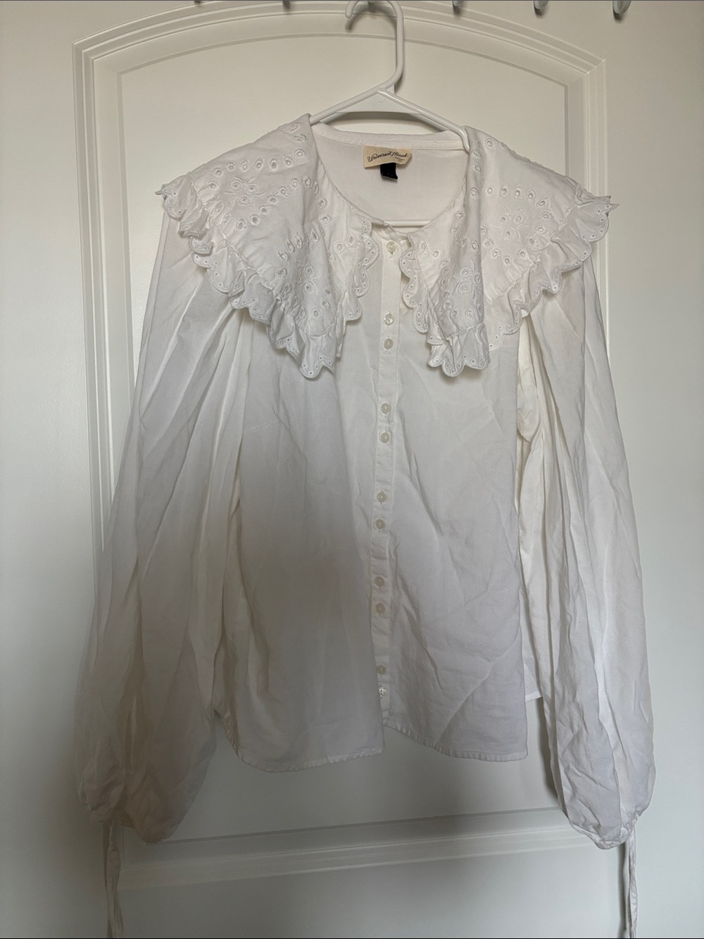 Universal Thread White Lace Blouse Peter Pan Collar Ruffle Frill Cottagecore L